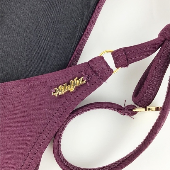 Wildfox Amora Purple Heart Tie Bikini Bottom l S - Picture 6 of 8